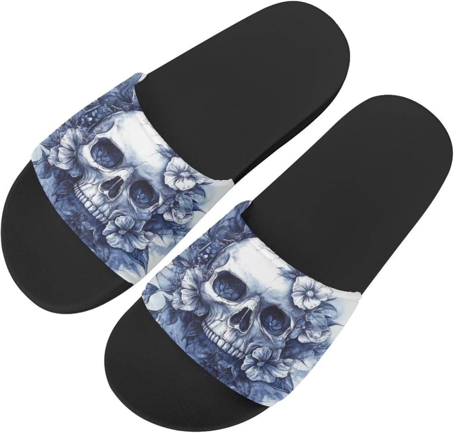 

Тапочки Howilath с оригинальным узором для женщин и мужчин, нескользящие шлепанцы с одной лямкой, открытый носок, мягкая подошва, плоские сандалии, синий