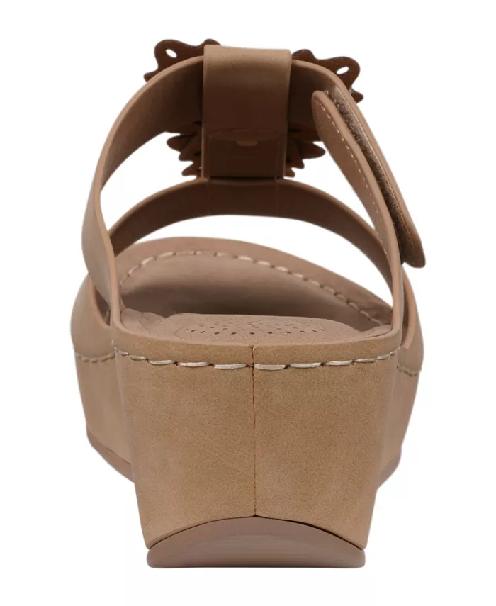 Женские босоножки-танкетки Talia с цветочным принтом GC Shoes, коричневый/бежевый — фото 3