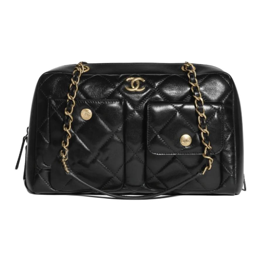 

CHANEL Женская черная кожаная сумка через плечо