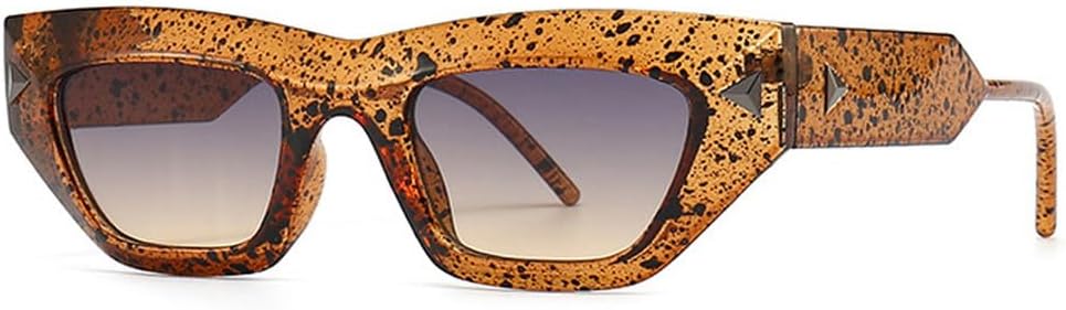 

Модные солнцезащитные очки «кошачий глаз» для женщин, винтажные очки конфетных цветов, мужские солнцезащитные очки с заклепками и градиентным переходом цвета WNCKSQ, Orange Grey Tea