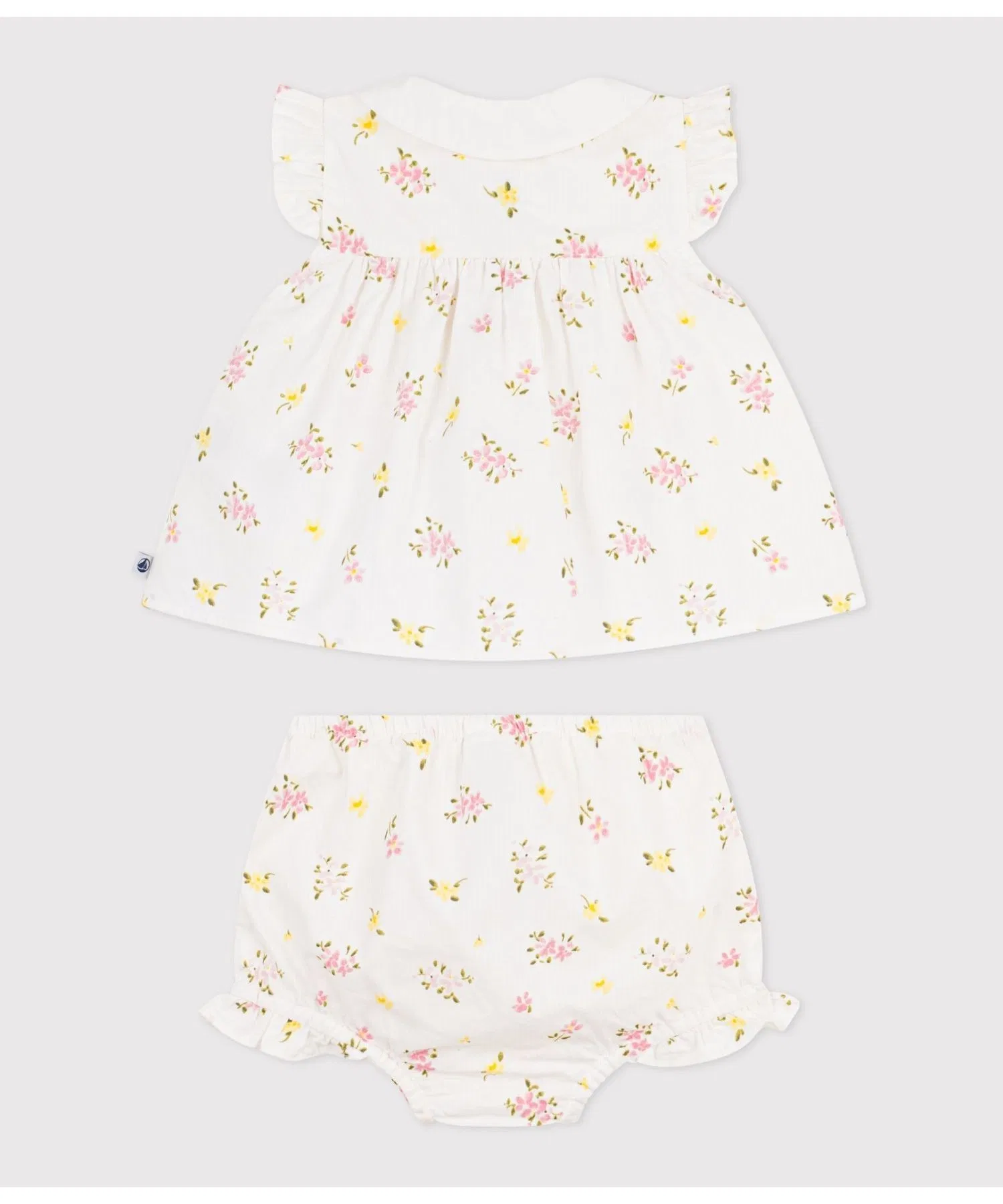Детский комплект из хлопка с цветочным принтом PETIT BATEAU белый — фото 3