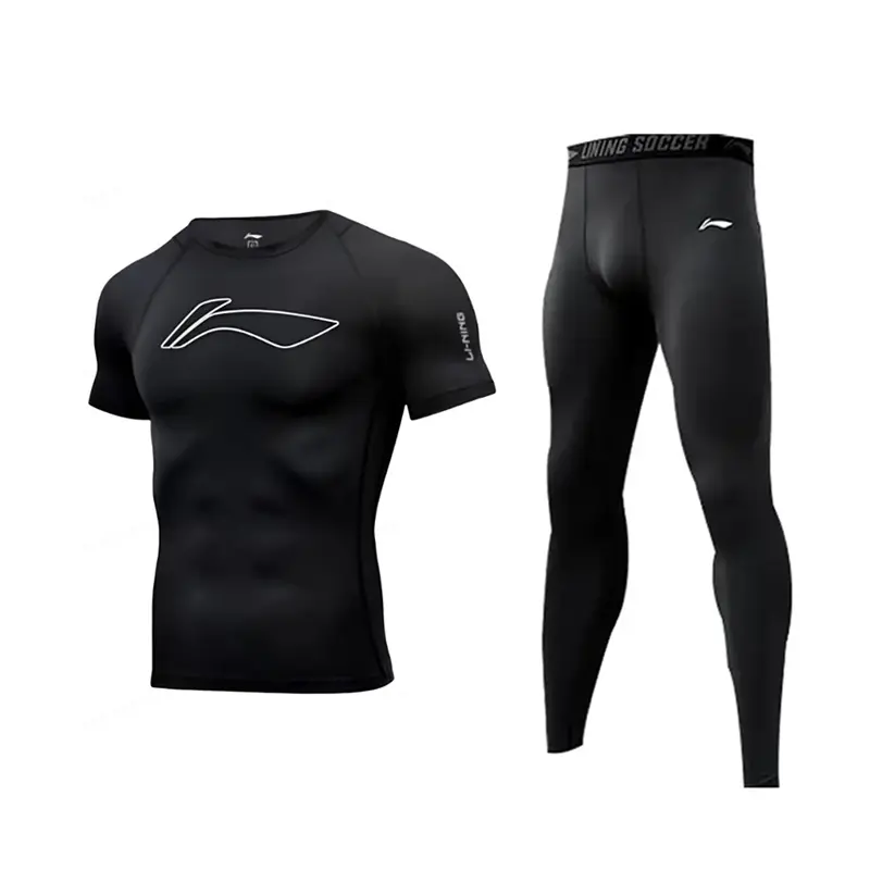 

Фитнес-комплект Li-Ning для мужчин с круглым вырезом Moderate, clothing set (черный short-sleeved shirt+черный pants)