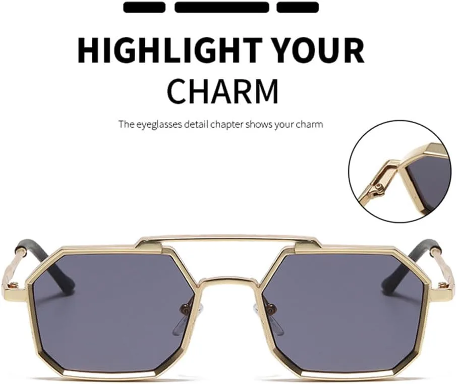 

Маленькие многоугольные солнцезащитные очки для женщин в винтажном стиле, мужские панк-очки, солнцезащитные очки UV400 для защиты от солнца generic, C3 Silver Black