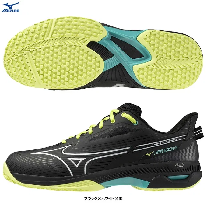 Унисекс теннисные кроссовки «Wave Exceed 5 SW» от Mizuno, Black X White (46)