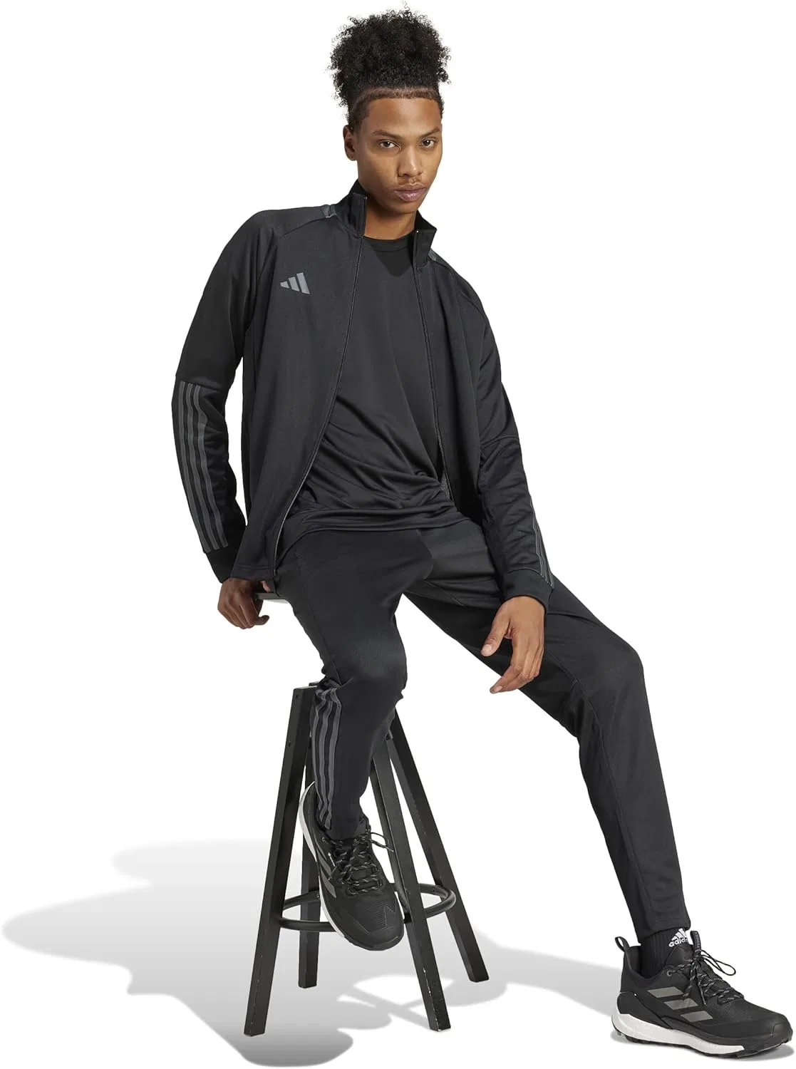Мужская ветровка adidas Sereno Cut 3-Stripes Slim, Black/Grey — фото 3