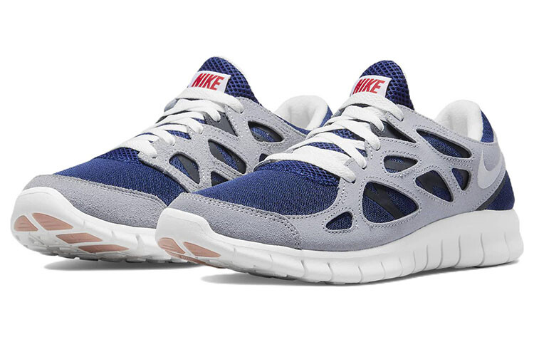 Кроссовки для бега Free Run 2.0 мужские с низким верхом, синие/серые Nike — фото 3