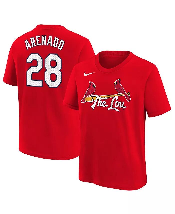 

Футболка Big Boys and Girls Nolan Arenado Red St. Louis Cardinals 2024 City Connect с именем и номером Nike, красный