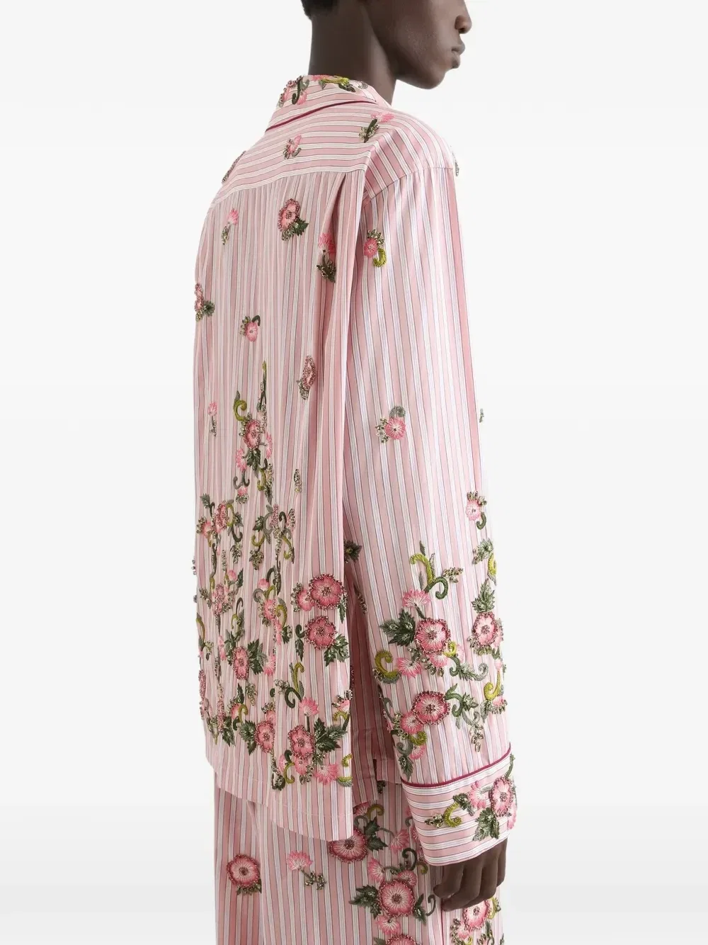 Шелковая рубашка с вышивкой DOLCE & GABBANA, розовый — фото 4