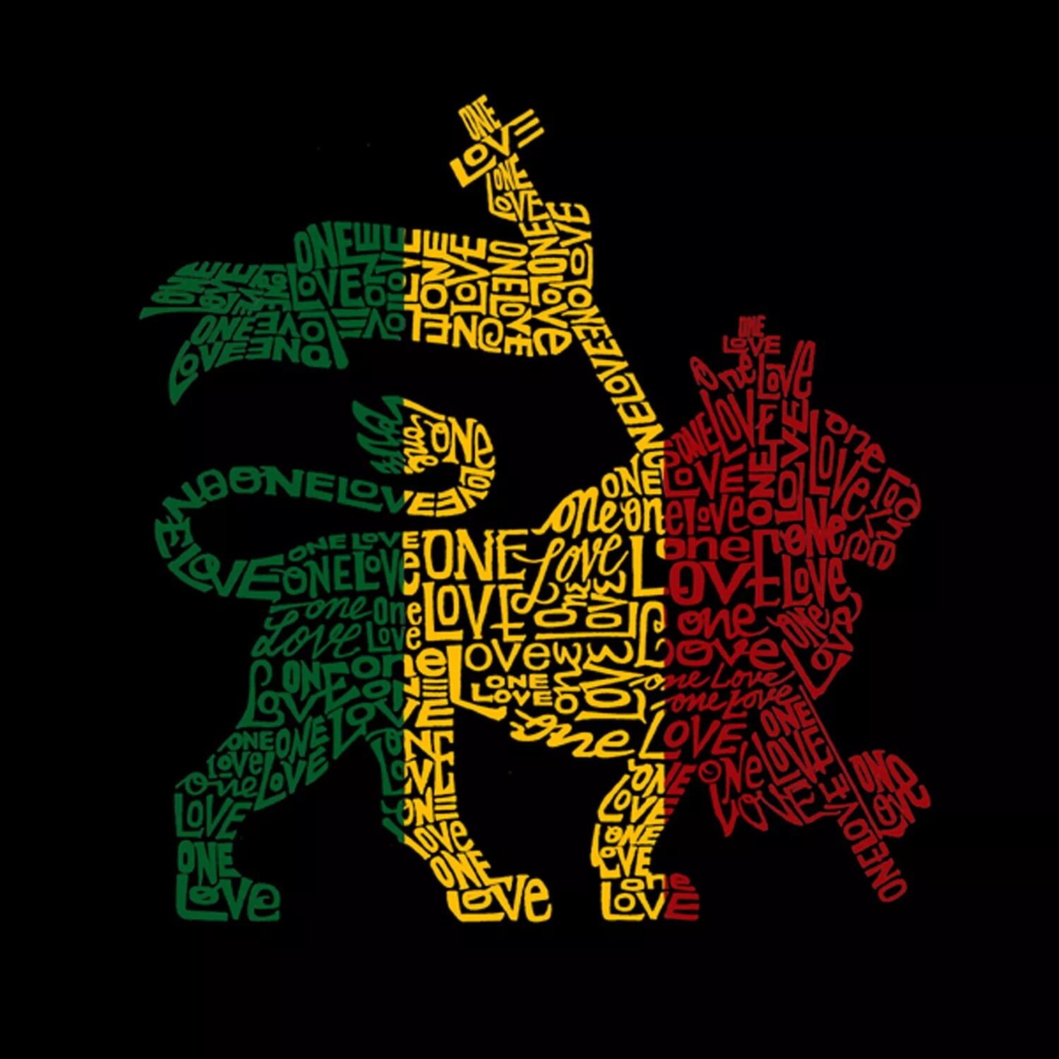 

Rasta Lion - One Love - мужская бейсбольная футболка реглан с рисунком Word Art LA Pop Art