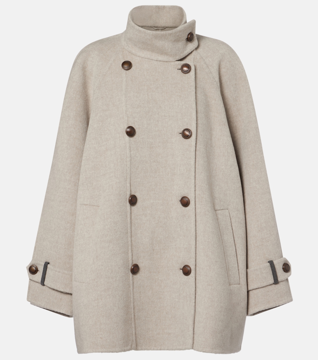 

Двубортное пальто из шерсти и кашемира Brunello Cucinelli, Light Beige