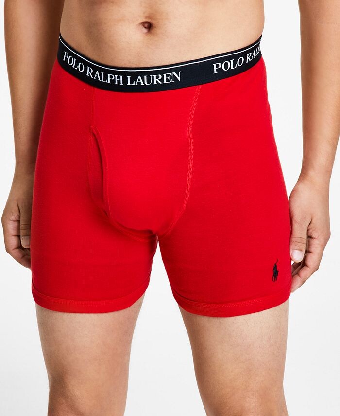 Мужской комплект из 3 штук. Классические хлопковые трусы-боксеры Polo Ralph Lauren, серый — фото 2