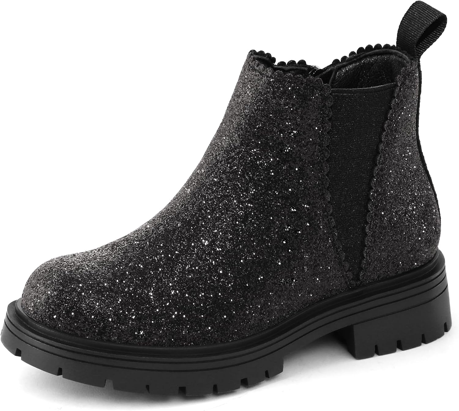 

Ботинки короткие для девочек с боковой молнией, модель Челси, с подошвой (для младенцев/маленьких детей/старших детей) K KomForme, Glitter Preto