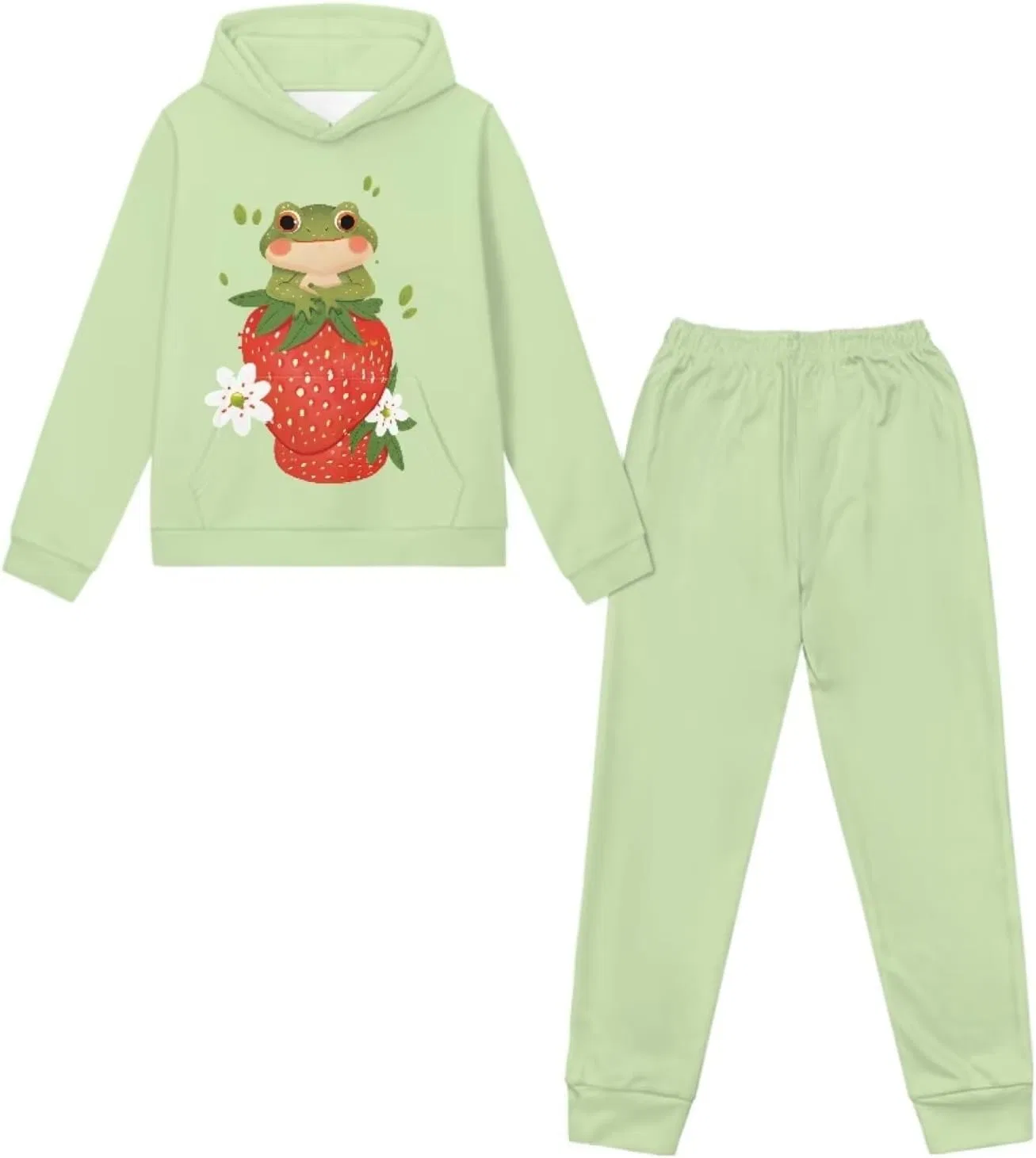 Детский спортивный костюм YECARYPOD, толстовка и джоггеры, цвет Frog Strawberry — фото 4