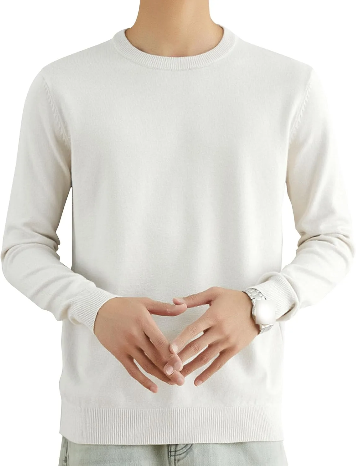 

Мужской свитер V-образным вырезом легкий базовый с длинными рукавами SWJGLITTR