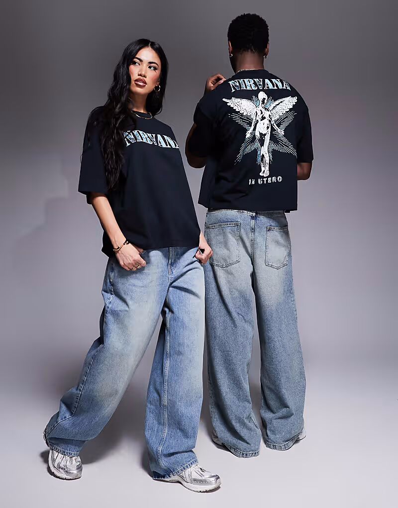 

Футболка свободного кроя унисекс ASOS DESIGN oversize с лицензионным принтом Nirvana черного цвета