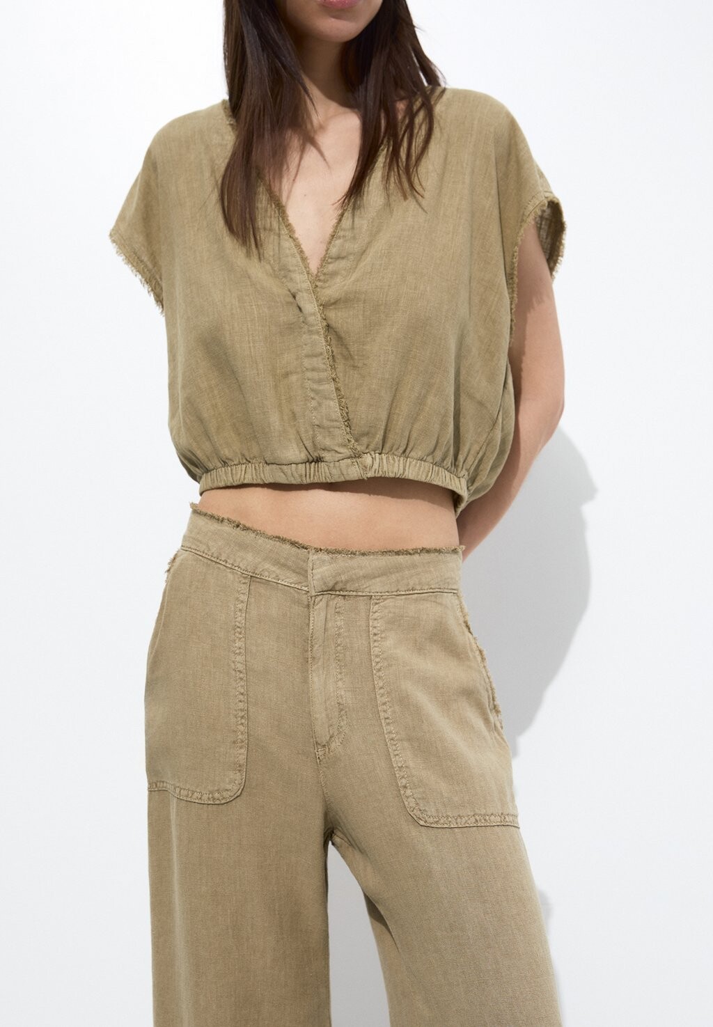 

Брюки Frayed PULL&BEAR, песочный