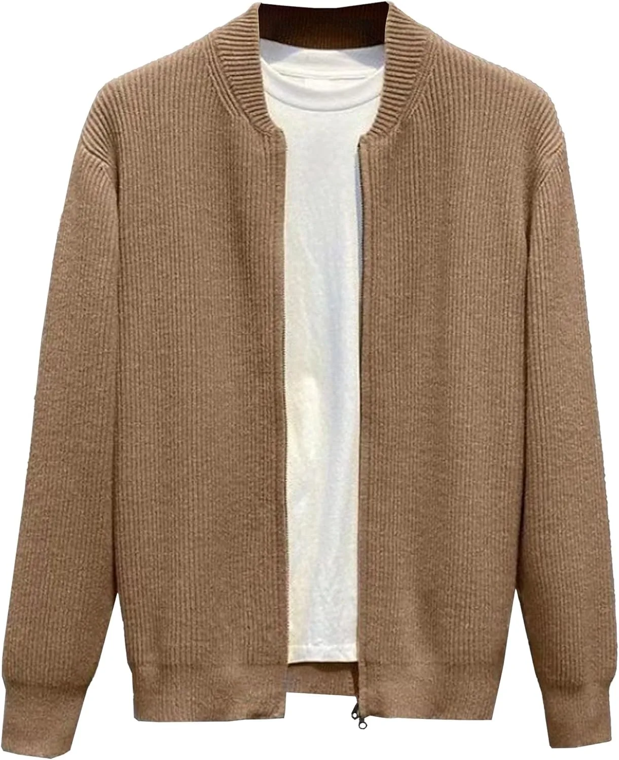 Мужской кардиган с молнией и рельефной вязкой Slim Fit
