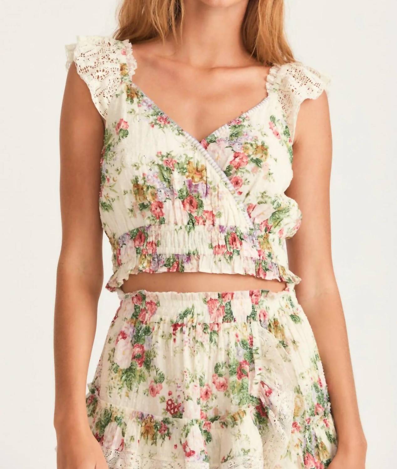 

Drea Топ Crop в сияющем драгоценном камне LoveShackFancy, цвет shining gemstone