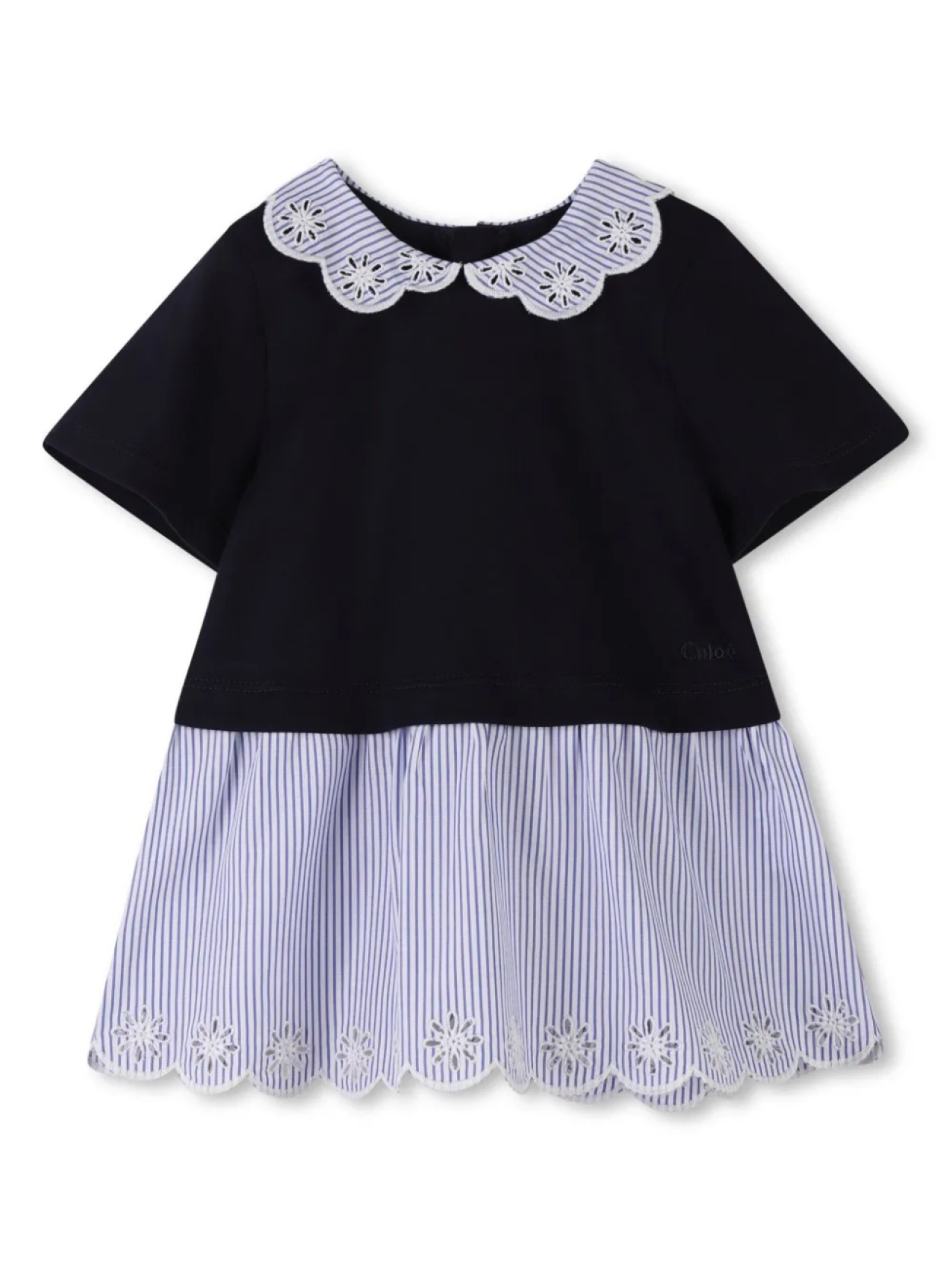 

Chloé Kids платье с цветочной вышивкой, синий