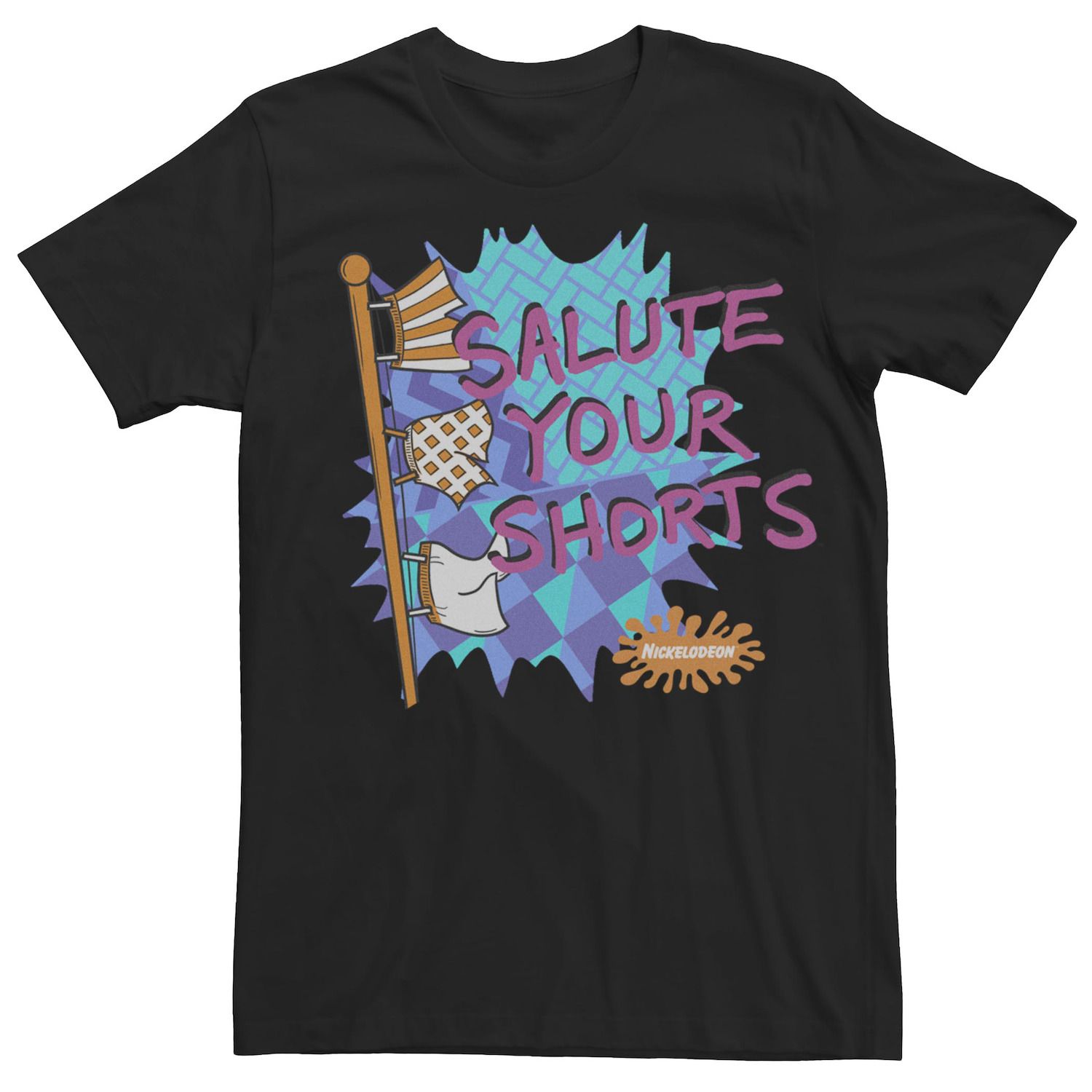 

Мужская футболка Nickelodeon Salute Your Shorts с короткими рукавами и брызгами краски Licensed Character