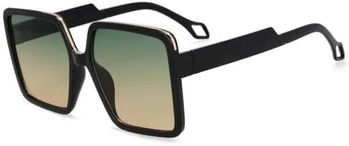 

Солнцезащитные очки в прямоугольной оправе 2026 года, модные, для мужчин и женщин, с защитой от УФ-излучения UV400, в винтажном стиле MTZJH, Green-yellow