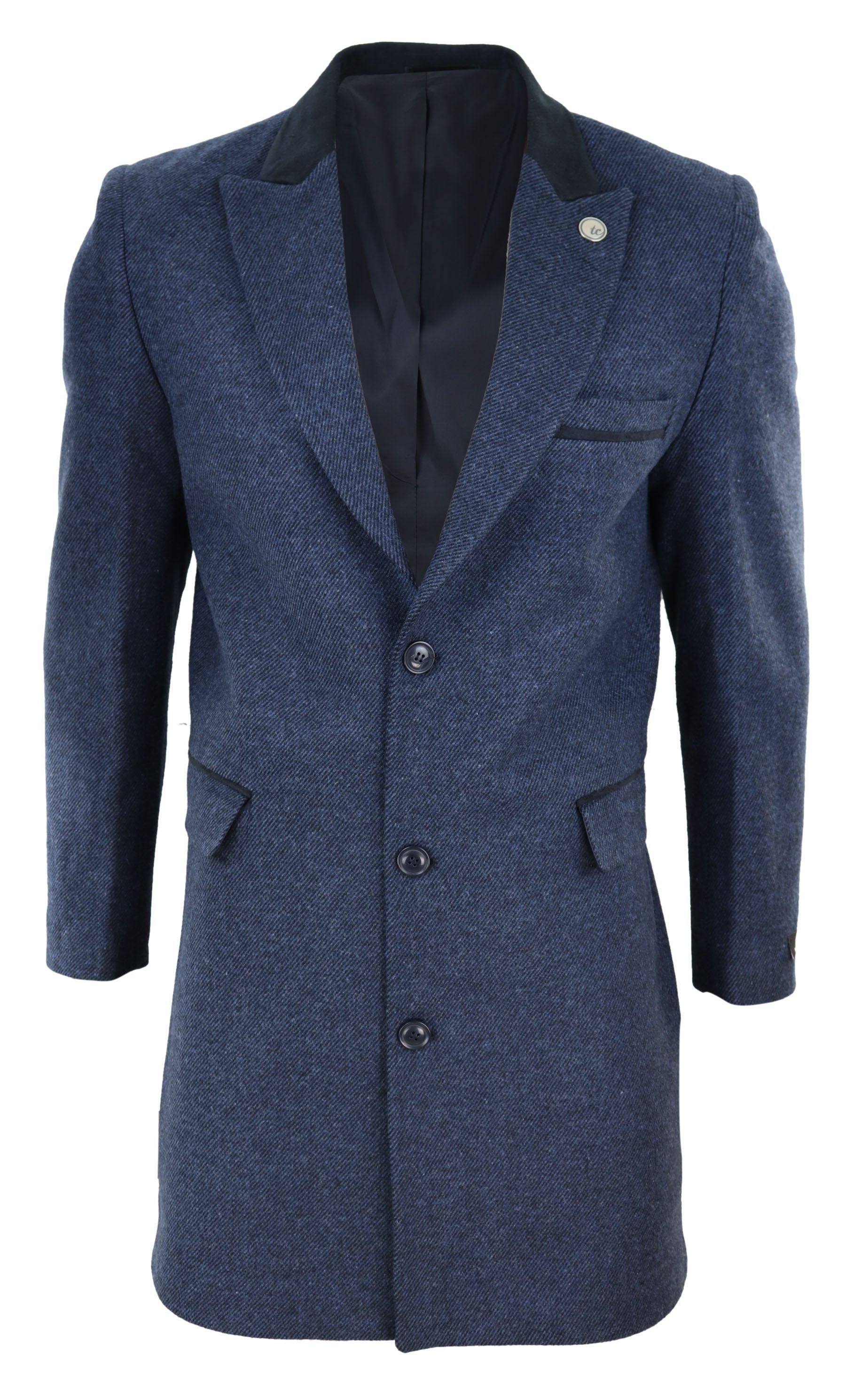 

Длинное пальто 3/4 из твида с узором «ёлочка» Peaky Blinders TruClothing, темно-синий