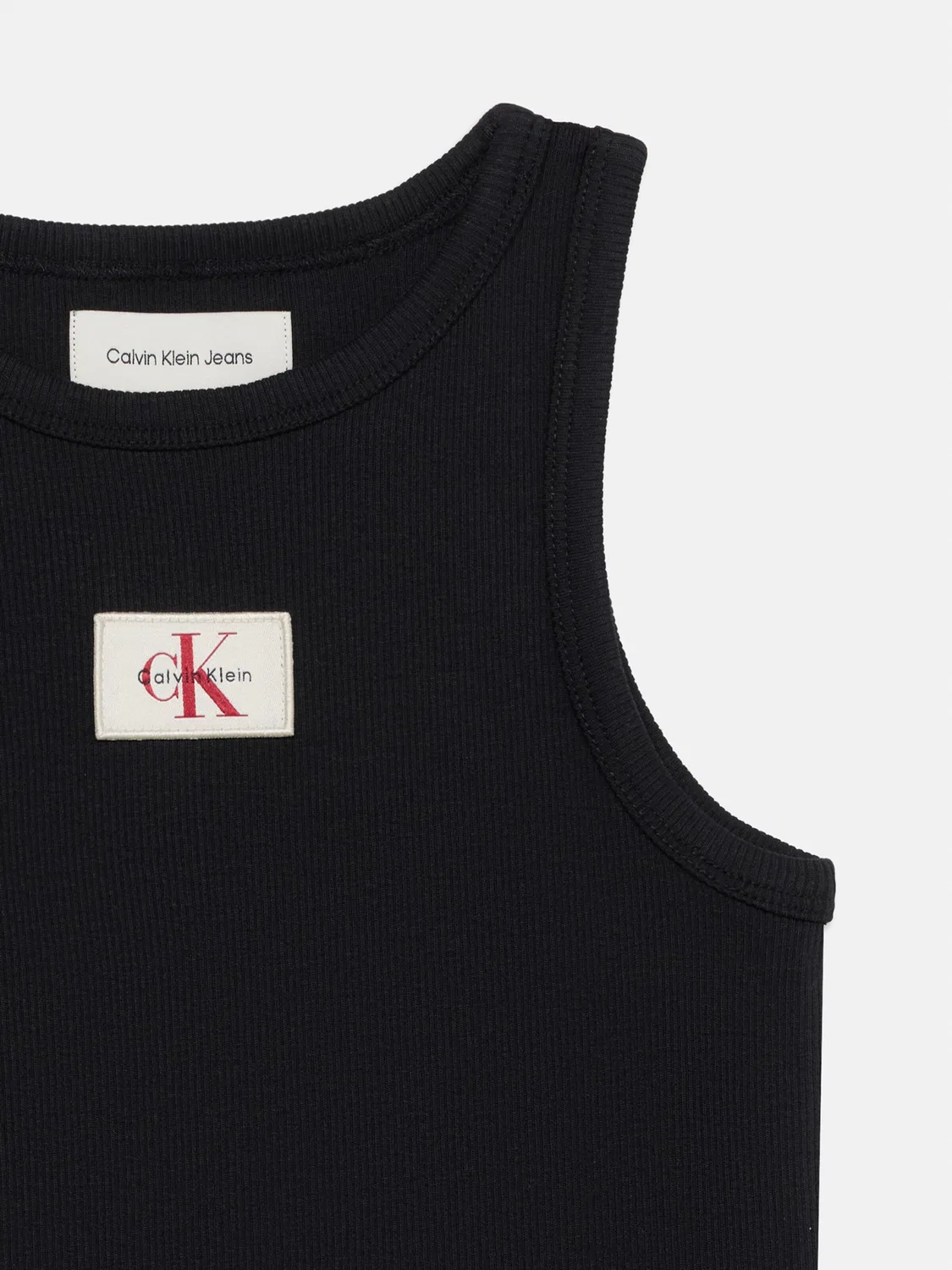 Топ Calvin Klein Jeans Monologo Patch Tank черного цвета — фото 3