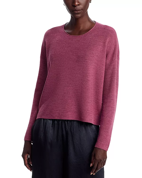 

Шерстяной свитер с круглым вырезом Eileen Fisher, фиолетовый