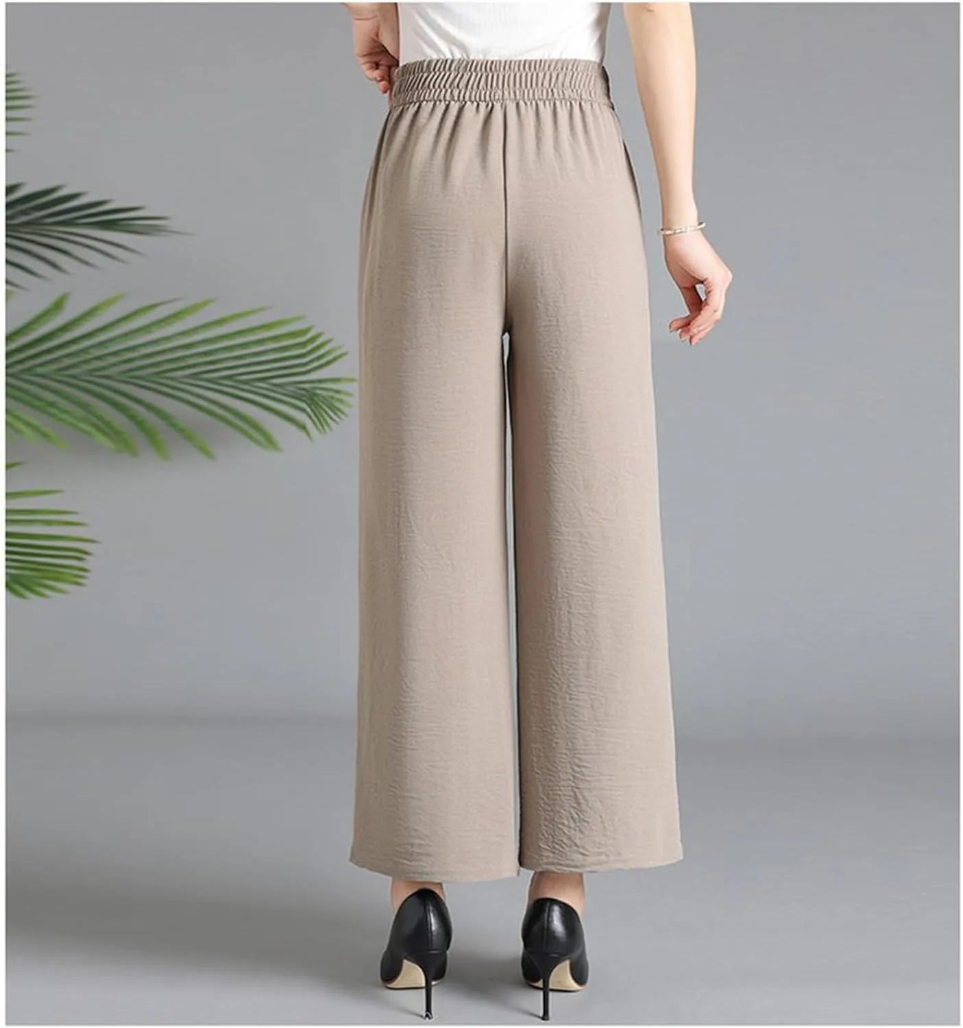 Женские брюки Perfect Drape с высокой посадкой на резинке, широкие, с карманами, из стрейч-айс шелка Generic, хаки — фото 3
