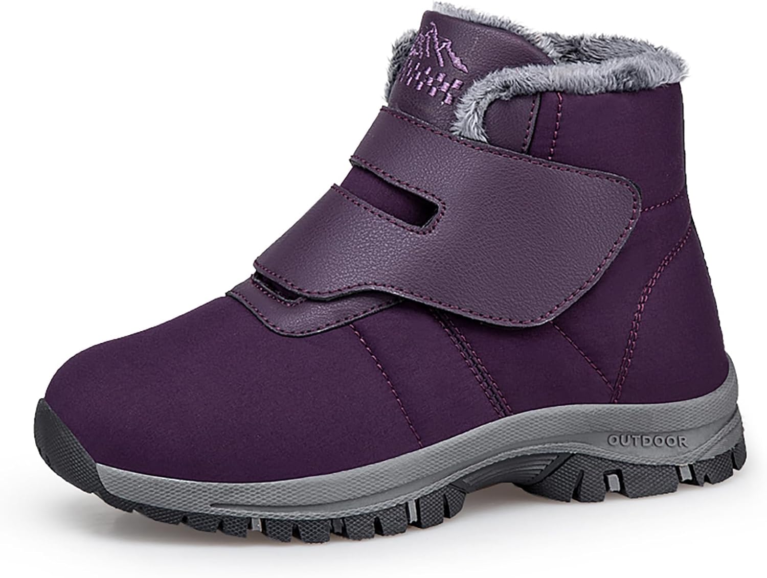 

Мужские зимние утепленные ботильоны TWODNAWK с меховой подкладкой, застежкой-липучкой, удобные с круглым носком, защитой от брызг, противоскользящие, для пеших походов и снега, для активного отдыха и работы, высокие хлопковые ботинки, фиолетовый