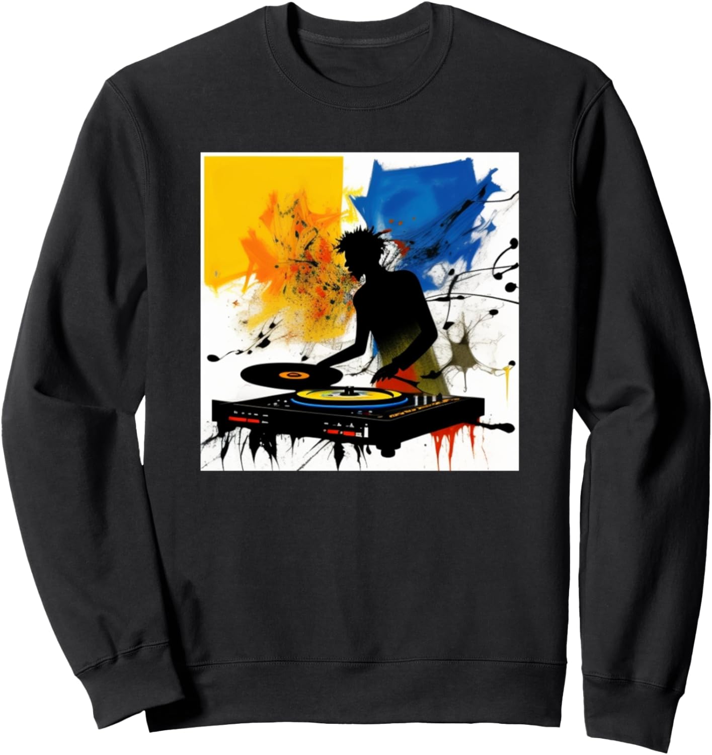 

Яркая толстовка с силуэтом диджея Ди Джоки и проигрывателем виниловых пластинок Dj Turntable Discjockey Men Women Kids - Boys Gift, черный