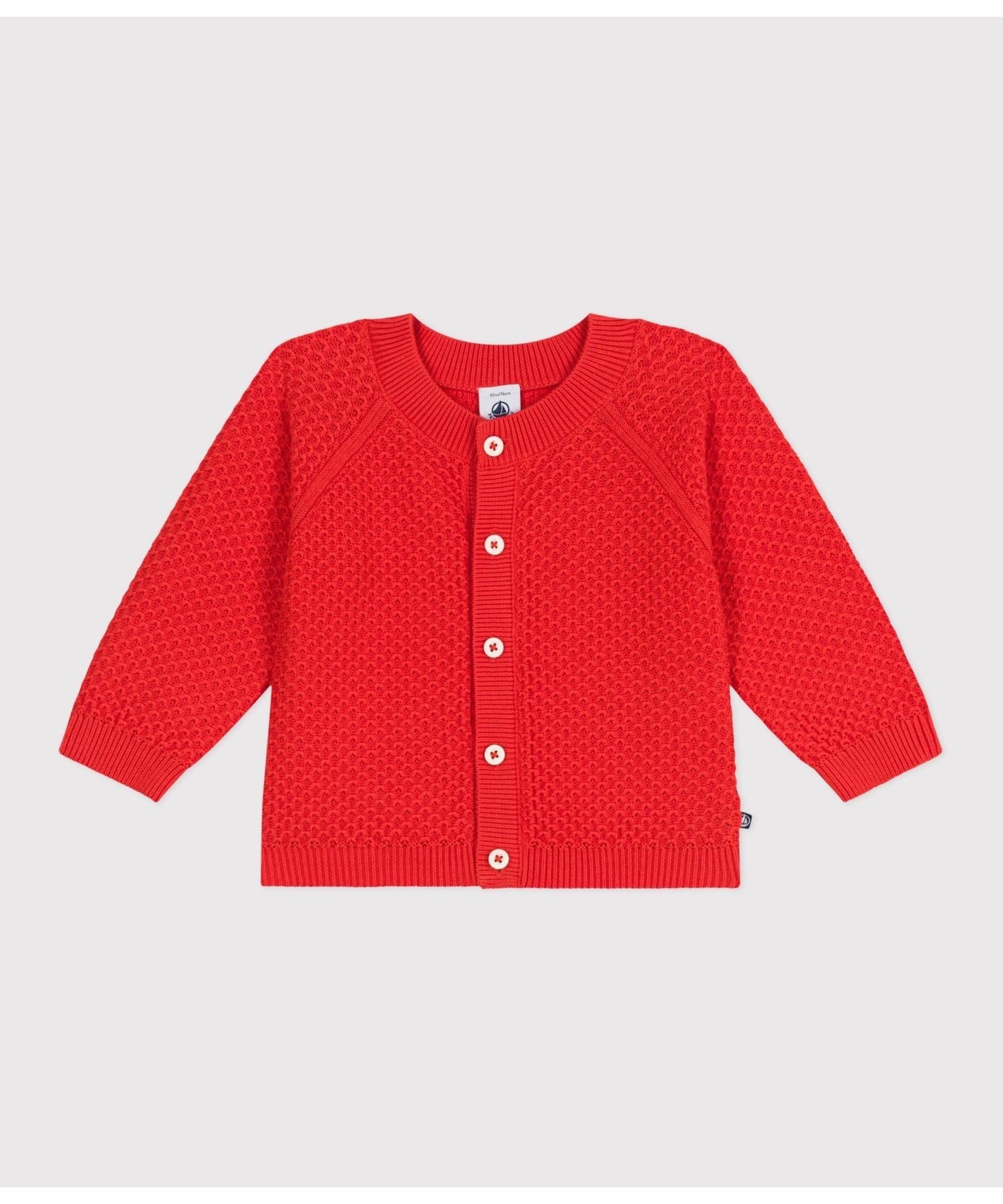 Хлопковый вязаный кардиган PETIT BATEAU, Red