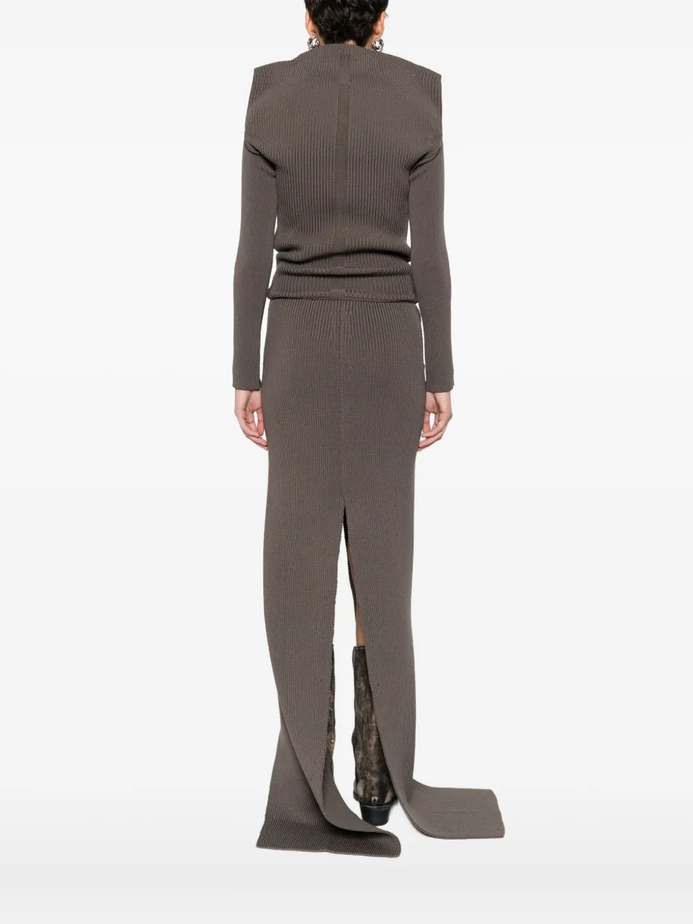 Ребристый свитер с открытыми плечами Rick Owens, коричневый — фото 4
