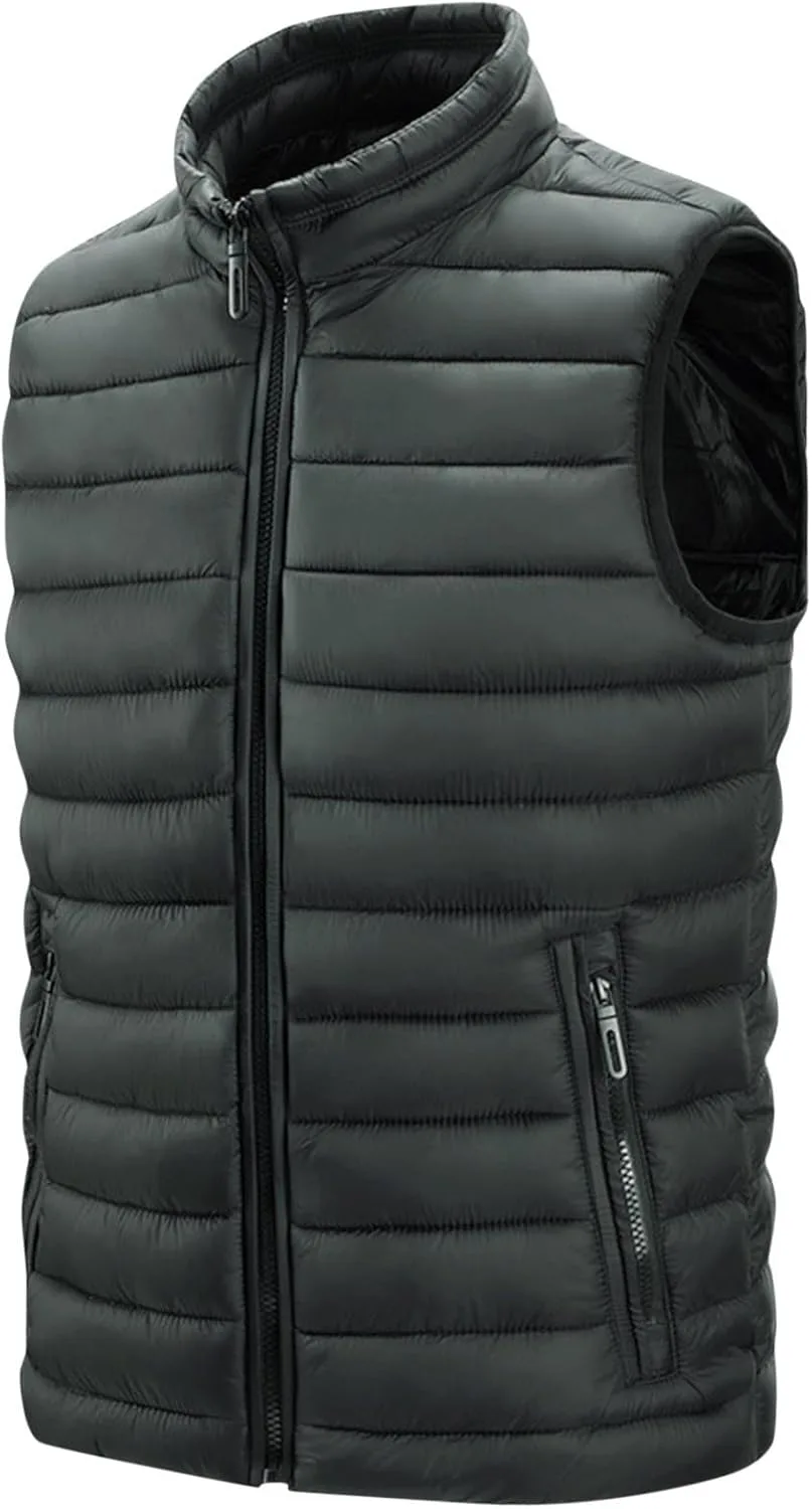 Пуховик-жилет мужской зимний Soft Shell стеганый безрукавка Water-Resistant утепленный на молнии куртка Casual Plus Size Gilet Generic, зеленый — фото 2