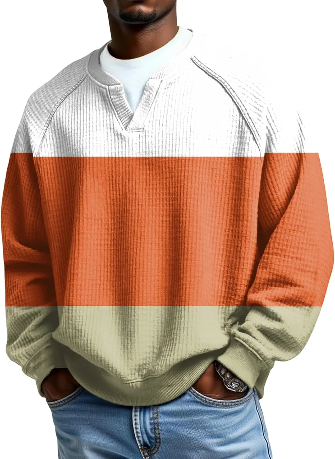 

Мужская футболка с V-образным вырезом и длинным рукавом, поло, Plus Size