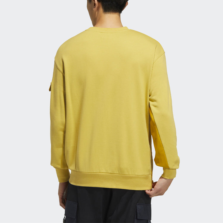Худи Men's adidas originals Contrasting Colors Big Pocket Splicing Knit Sports Round Neck Pullover Yellow HC0368 — фото 3