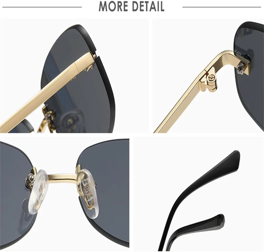 

Ретро-модные безрамочные эллиптические солнцезащитные очки для женщин, металлические очки вогнутой формы, очки для уличной фотографии KTUCN, Gold Gradient Brown