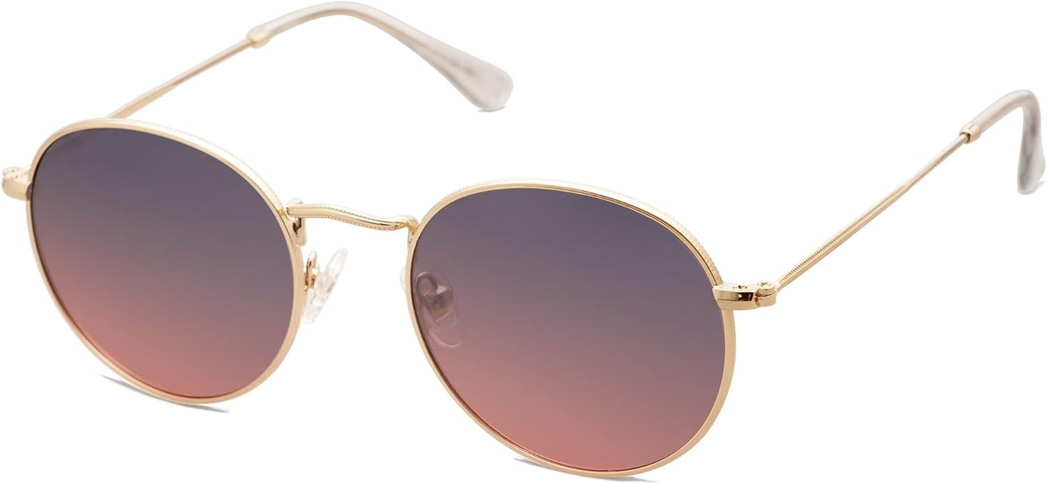 

Солнцезащитные очки SOJOS маленькие круглые поляризованные для женщин и мужчин, классический винтажный ретро-стиль, защита от ультрафиолета UV400, модель SJ1014, Gold/Grey&pink