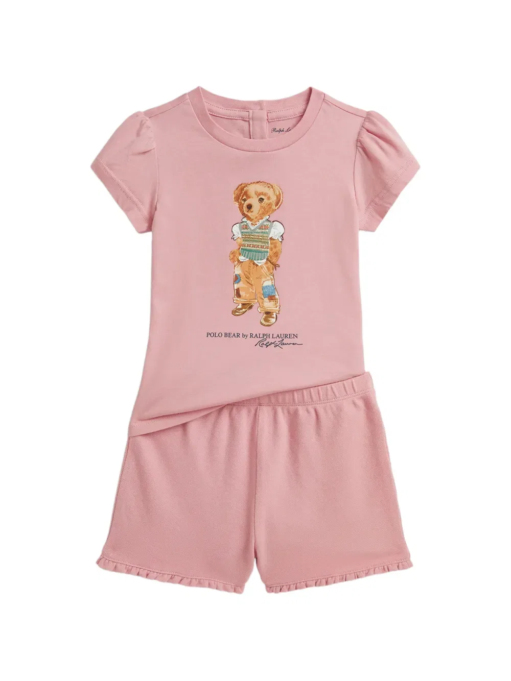 Комплект из футболки и шорт Polo Bear Polo Ralph Lauren Kids, розовый