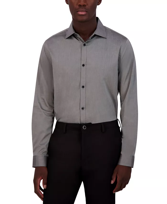 

Мужская классическая рубашка из сатина Slim-Fit Solid KARL LAGERFELD PARIS, серый