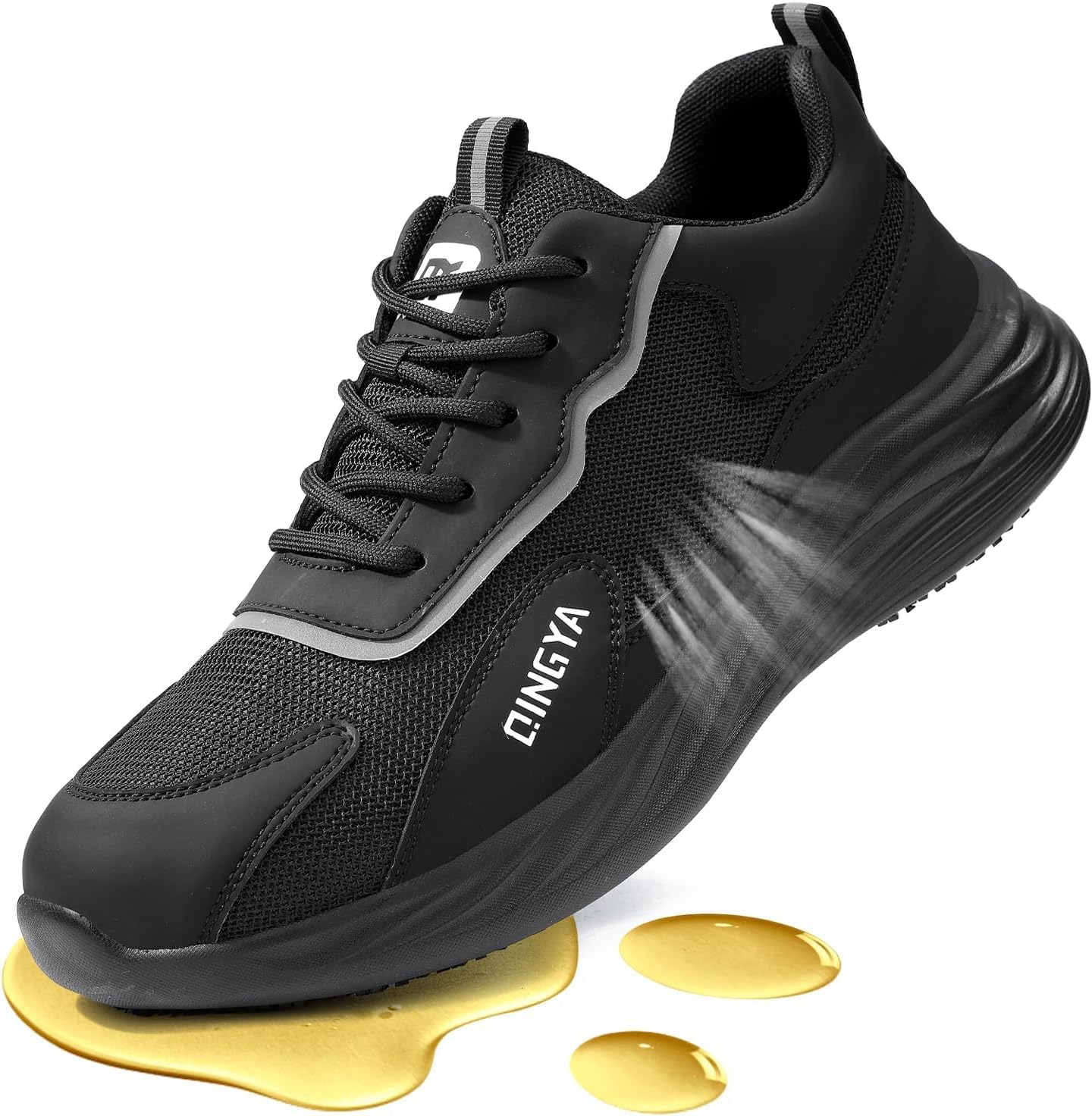 

Противоскользящие обувь для шеф-поваров - нескользящие кроссовки для кухни для мужчин и женщин - дышащая сетка, легкие и поддерживающие для длительного стояния - прочные ресторанные кроссовки Langtan, черный