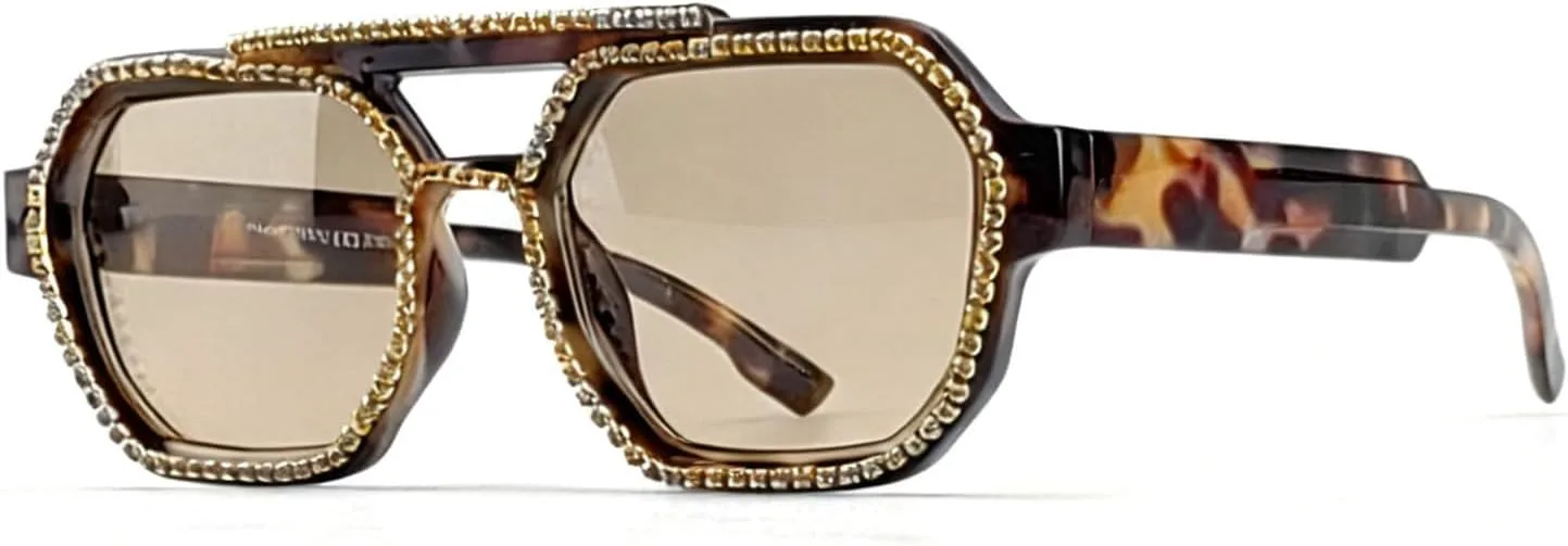 

Laureles Модные солнцезащитные очки с двойной перемычкой, многоугольные, женские, для вождения, путешествий, активного отдыха, мужские, нестандартные, размер L18, C10