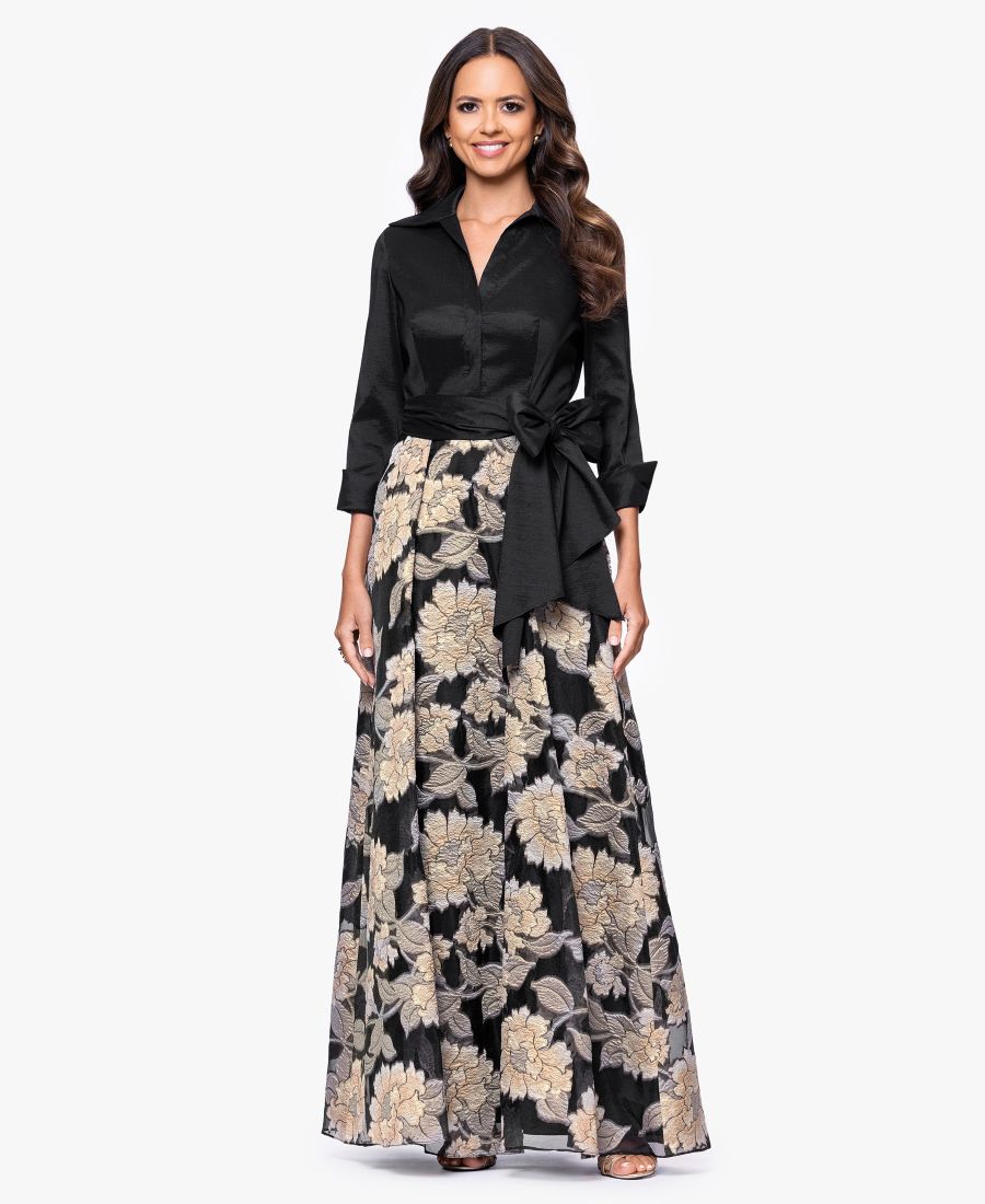 

Женское платье-рубашка с воротником и длинными рукавами Betsy & Adam, Taupe/Black