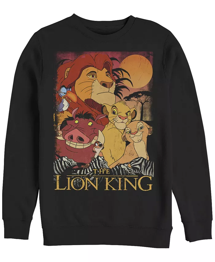 

Disney Мужская толстовка Lion King Happy Group Shot Sunset, флисовая Fifth Sun, черный