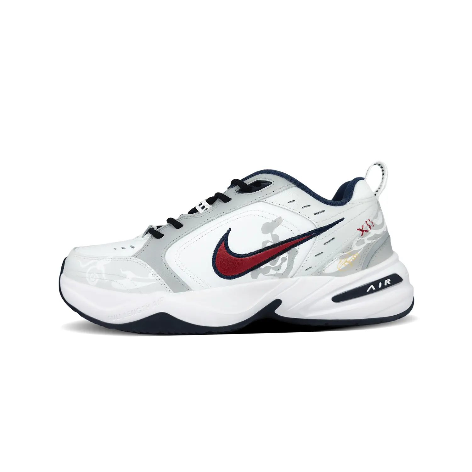 

Air Monarch 4 Погружение в облака Устойчивые к истиранию кроссовки Low top Chunky мужские серо-красные Nike, светло-серый