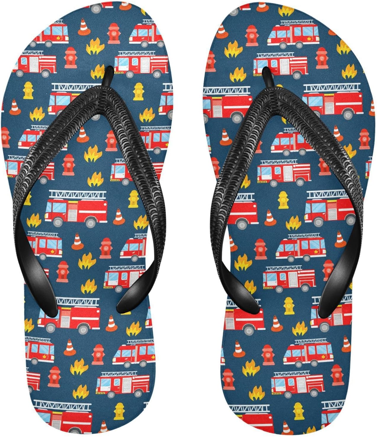 

Пляжные летние сандалии для женщин и мужчин Fire Truck Red Blue Flip Flop, шлепанцы для душа 2301630 Kfbe