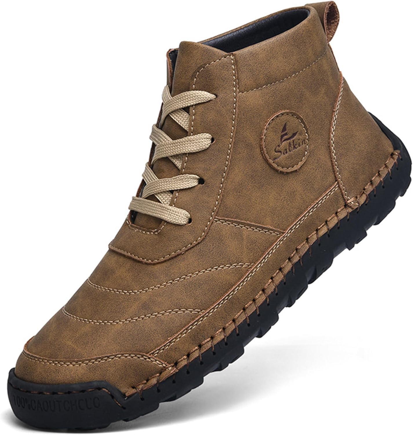 

Мужские повседневные высокие кожаные ботинки DEVILEYEZE, ручной работы, модные, на шнуровке, с нескользящей подошвой, для улицы, удобные, ретро, для ходьбы и вождения, ботильоны Чукка, коричневый