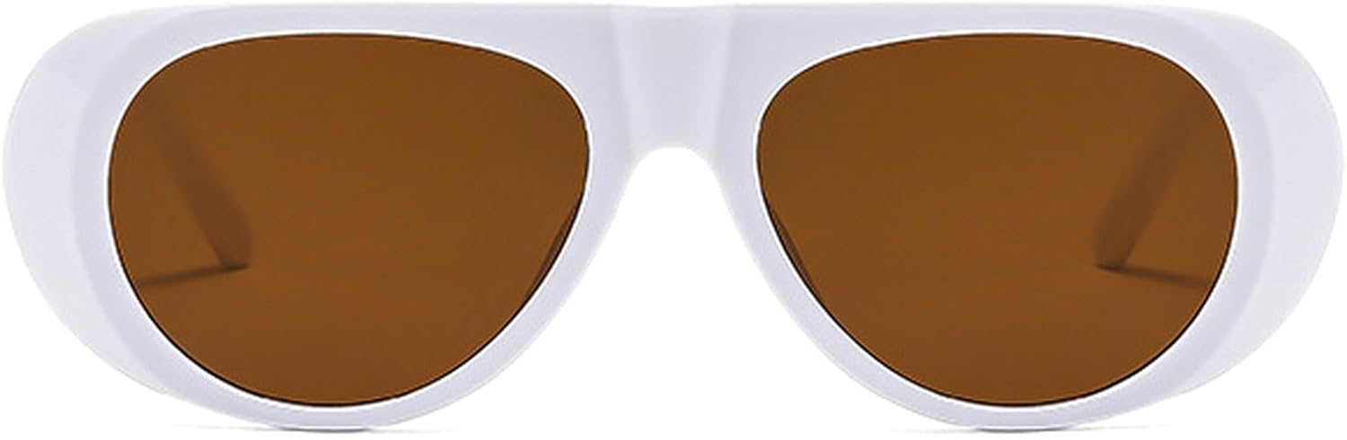 

Модные солнцезащитные очки в ретро-стиле с большой оправой, мужские, с защитой от УФ-излучения, овальной формы, женские, в минималистичном стиле, очки-пилот, размер N45 mincl, White