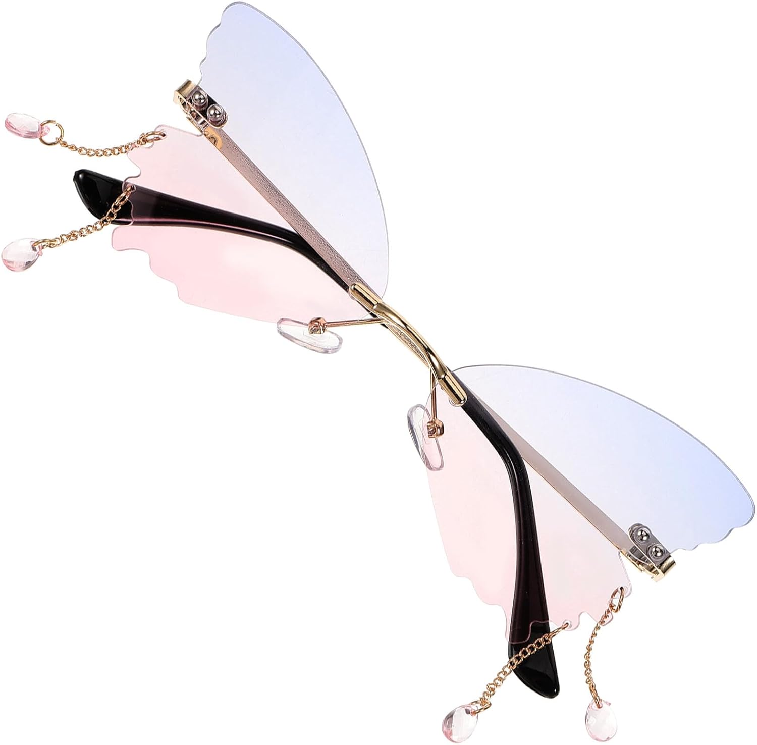 

Женские солнцезащитные очки BESPORTBLE Butterfly без оправы, сине-розовые линзы, золотистая оправа, защита от УФ-излучения, модные очки для музыкальных фестивалей и уличной моды, Assorted Color -Material:PC -Size:15