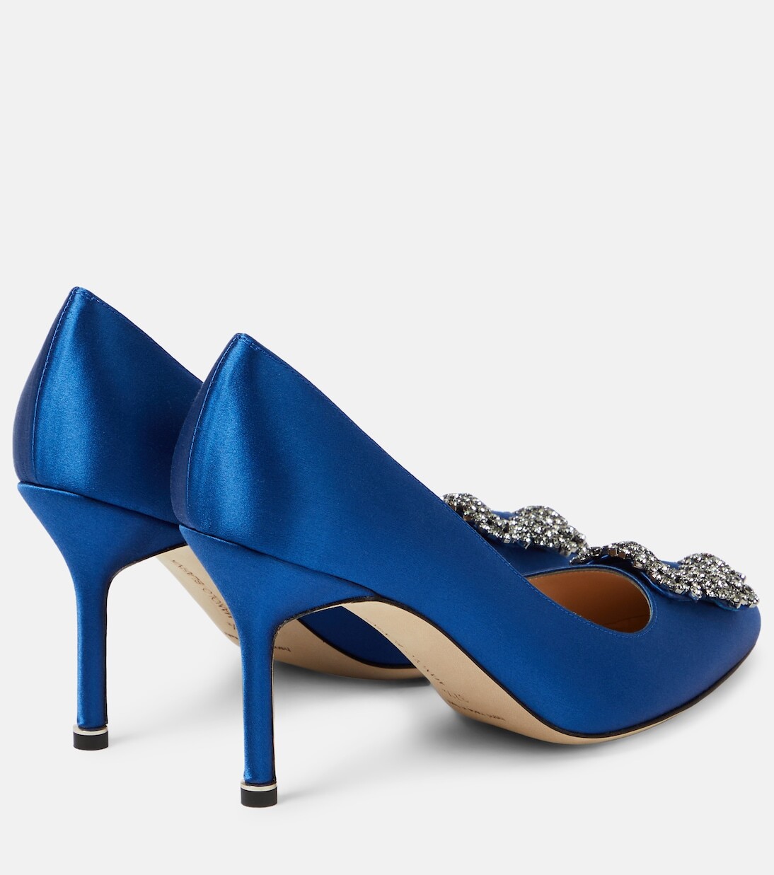Атласные туфли hangisi 90 с декором Manolo Blahnik, синий — фото 3